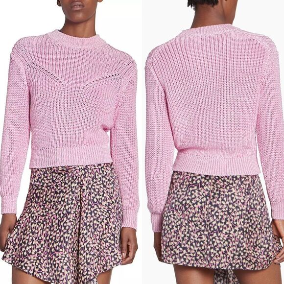 NWT Isabel Marant Chunky Knit Crew Neck Yandra Pullover Sweater Pink Size 38 (US